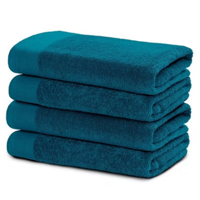 4 Piece Teal Bath Sheet Set 100% Cotton, 550Gsm Large Bath Towels, 80 X 140Cm, Soft Absorbent Bathroom Towels