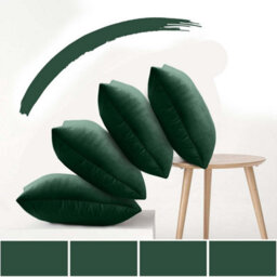 Ameha Dark Green Plain Velvet Cushion Covers, 18X18 Inch, Pack Of 4, Breathable & Hypoallergenic With Hidden Zip Closure - thumbnail 7
