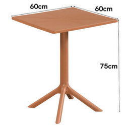 Core Products Square Plastic Garden Bistro Table, Terracotta - thumbnail 7