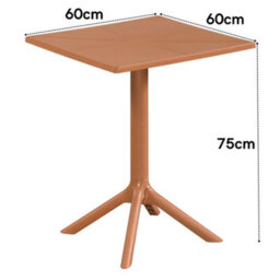 Core Products Square Plastic Garden Bistro Table, Terracotta - thumbnail 6