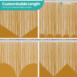 Neel Blue String Curtains Glitter Fringe Panel Fly Screen Doorway Tassel Curatin, 200Cm X 90Cm - Gold - thumbnail 9
