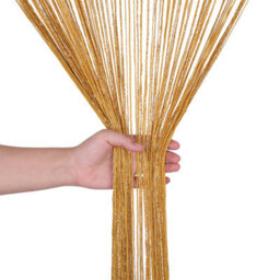 Neel Blue String Curtains Glitter Fringe Panel Fly Screen Doorway Tassel Curatin, 200Cm X 90Cm - Gold - thumbnail 5