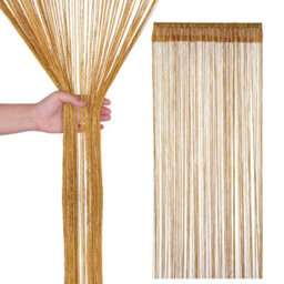 Neel Blue String Curtains Glitter Fringe Panel Fly Screen Doorway Tassel Curatin, 200Cm X 90Cm - Gold - thumbnail 1