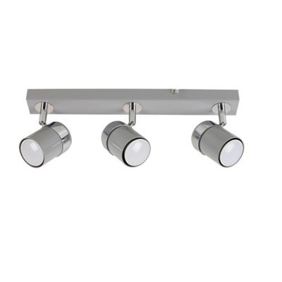Valuelights Rosie Grey Ceiling Bar Spotlight And Gu10 Spotlight Led 5W Cool White 6500K Bulbs