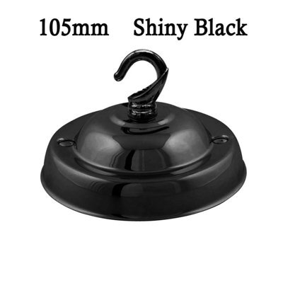 Modern Shiny Black Ceiling Rose 105mm With Hook Heavy Duty Decorative Light Pendant Canopy For Ceiling Lights Lamps Chandeliers - image 1