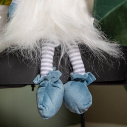 Samuel Alexander 53Cm Blue Sitting Christmas Gonk Decoration With Knitted Hat And Dangly Legs - thumbnail 5