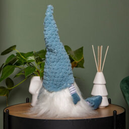Samuel Alexander 53Cm Blue Sitting Christmas Gonk Decoration With Knitted Hat And Dangly Legs - thumbnail 6