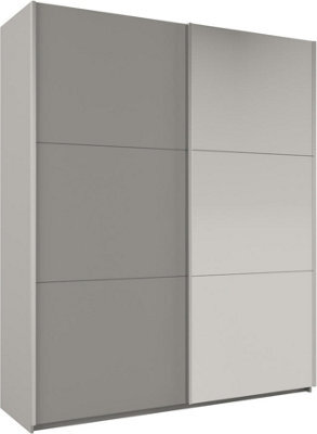 Arte Rodos 200Cm Sliding Mirror Door Wardrobe - Sophisticated Platinum Finish With Mirrored Flair - image 1