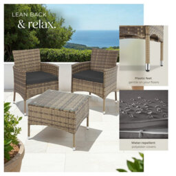 Tectake Garden Furniture Set Lucerne - 2 Armchairs, Coffee Table, Two Sets Of Cushion Covers - Nature - thumbnail 4
