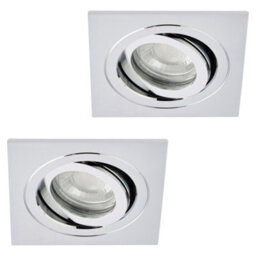 Litecraft Pack Of 2 Chrome Modern Ip65 Square Tiltable Bathroom Downlights - thumbnail 2