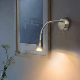 Long Life Lamps Company Led Bedside Reading Wall Light Switched Flexible Arm Headboard Light H3049 Warm White - thumbnail 9