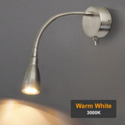 Long Life Lamps Company Led Bedside Reading Wall Light Switched Flexible Arm Headboard Light H3049 Warm White - thumbnail 6