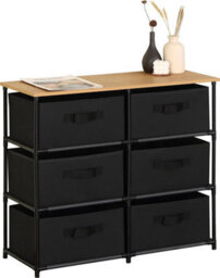 Celino 6 Chest Of Drawers Wooden Top Fabric Storage Cabinet Bedroom Living Room Dresser Table 75X30X68 Cm - thumbnail 3