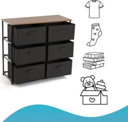Celino 6 Chest Of Drawers Wooden Top Fabric Storage Cabinet Bedroom Living Room Dresser Table 75X30X68 Cm - thumbnail 4