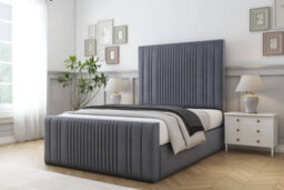 "Sloomy Kingsley Steel Plush Bed Frame With 50"" Upholstered Headboard 4'6 Double" - thumbnail 2