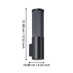 Eglo Salle Sleek Black Outdoor Wall Light - thumbnail 4