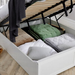 Home Source Florida Wooden Ottoman Storage Bed Frame White Wood Double - thumbnail 8