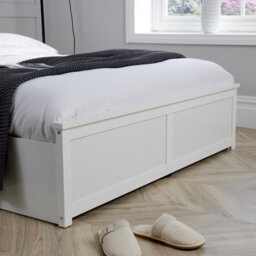 Home Source Florida Wooden Ottoman Storage Bed Frame White Wood Double - thumbnail 9