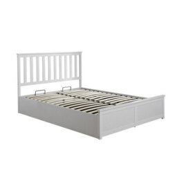 Home Source Florida Wooden Ottoman Storage Bed Frame White Wood Double - thumbnail 7
