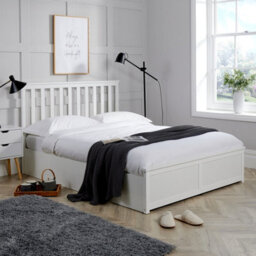 Home Source Florida Wooden Ottoman Storage Bed Frame White Wood Double - thumbnail 2