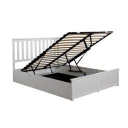 Home Source Florida Wooden Ottoman Storage Bed Frame White Wood Double - thumbnail 6
