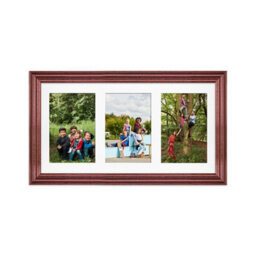 AK Frames 40X20Cm Rose Wood Classic Multi Photo Frame With White Mount - Holds 3 Apertures (3X) 6X4 Photos - thumbnail 1
