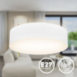 B.k.licht Bulb Socket E27 White Fabric Shade Ceiling Lamp (Dia)38Cm - thumbnail 9