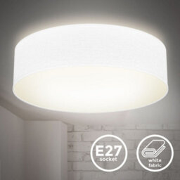 B.k.licht Bulb Socket E27 White Fabric Shade Ceiling Lamp (Dia)38Cm - thumbnail 2
