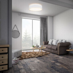 B.k.licht Bulb Socket E27 White Fabric Shade Ceiling Lamp (Dia)38Cm - thumbnail 6