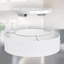 B.k.licht Bulb Socket E27 White Fabric Shade Ceiling Lamp (Dia)38Cm - thumbnail 3