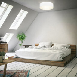 B.k.licht Bulb Socket E27 White Fabric Shade Ceiling Lamp (Dia)38Cm - thumbnail 4