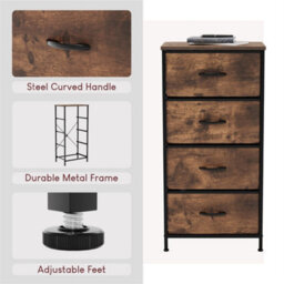 Rustic Brown Modern Chorley 4 Drawer Chest Of Drawers  Storage - thumbnail 3