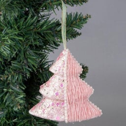 Shatchi 12Cm Tree Baby Pink - Christmas Hanging Decoration - thumbnail 4