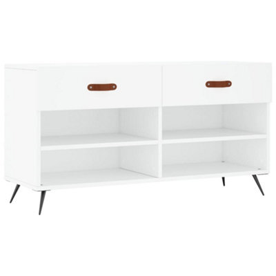 Berkfield Industrial Shoe Bench White 102X35X55 Cm Engineered Wood - image 1