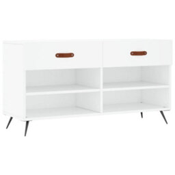 Berkfield Industrial Shoe Bench White 102X35X55 Cm Engineered Wood - thumbnail 1