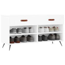 Berkfield Industrial Shoe Bench White 102X35X55 Cm Engineered Wood - thumbnail 3