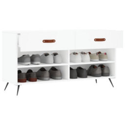 Berkfield Industrial Shoe Bench White 102X35X55 Cm Engineered Wood - thumbnail 4