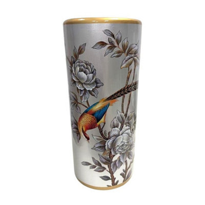 Minster 18 Inch Floral Silver Umbrella Stand - Ceramic - L20 X W20 X H46 Cm - image 1