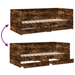Berkfield Daybed With Drawers Without Mattress Smoked Oak 90X200 Cm - thumbnail 8