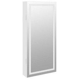 Vidaxl Mirror Jewellery Cabinet With Led Lights Wall Mounted White - thumbnail 4