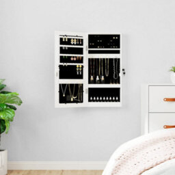 Vidaxl Mirror Jewellery Cabinet With Led Lights Wall Mounted White - thumbnail 1