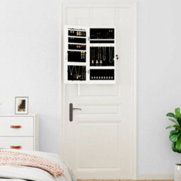 Vidaxl Mirror Jewellery Cabinet With Led Lights Wall Mounted White - thumbnail 3