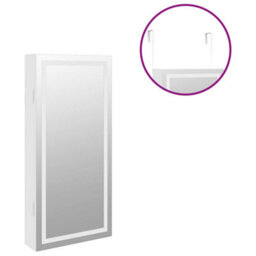 Vidaxl Mirror Jewellery Cabinet With Led Lights Wall Mounted White - thumbnail 9