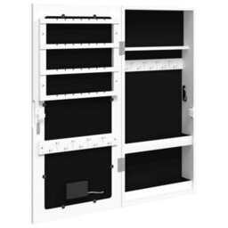 Vidaxl Mirror Jewellery Cabinet With Led Lights Wall Mounted White - thumbnail 8