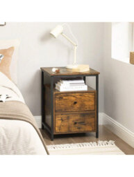 Songmics Vasagle Bedside Table, Side Table, With Open Compartment, 2 Drawers, For Living Room, Bedroom - thumbnail 2