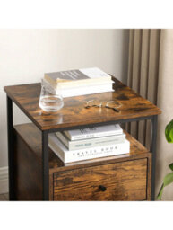 Songmics Vasagle Bedside Table, Side Table, With Open Compartment, 2 Drawers, For Living Room, Bedroom - thumbnail 4