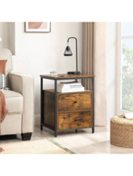 Songmics Vasagle Bedside Table, Side Table, With Open Compartment, 2 Drawers, For Living Room, Bedroom - thumbnail 1