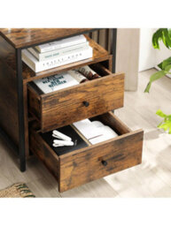 Songmics Vasagle Bedside Table, Side Table, With Open Compartment, 2 Drawers, For Living Room, Bedroom - thumbnail 3