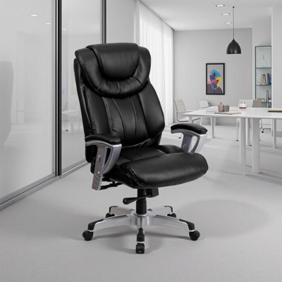 Fwstyle Black Faux Leather Cushioned High Back Executive Adjustable Office Chair - image 1