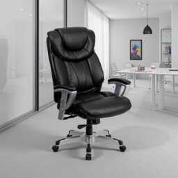Fwstyle Black Faux Leather Cushioned High Back Executive Adjustable Office Chair